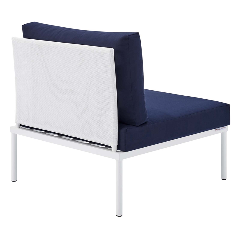 Modway Harmony 4-Piece Aluminum & Fabric Patio Seating Set in White/Navy