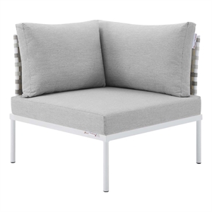 Modway Harmony Fabric Basket Weave Patio Corner Chair in Taupe/Gray