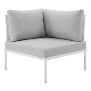 Modway Harmony Fabric All Mesh Patio Corner Chair in White/Gray