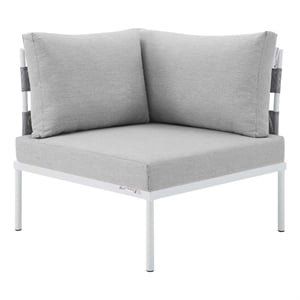 Modway Harmony Aluminum and Fabric Patio Corner Chair in Gray