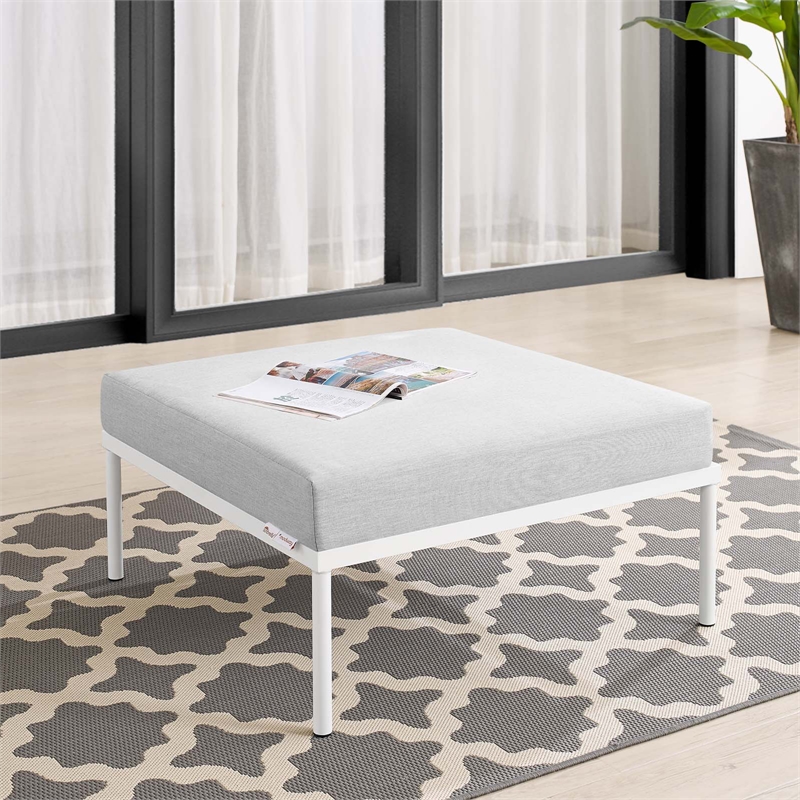 Modway Harmony Modern Fabric Outdoor Patio Ottoman in Gray Finish