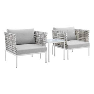 Modway Harmony 3-Piece Fabric Basket Weave Patio Seating Set in Taupe/Gray