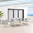 Modway Harmony 5-Piece Fabric Basket Weave Patio Seating Set in Taupe/Gray