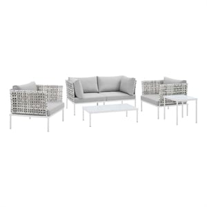 Modway Harmony 5-Piece Fabric Basket Weave Patio Seating Set in Taupe/Gray