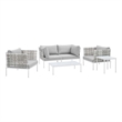 Modway Harmony 5-Piece Fabric Basket Weave Patio Seating Set in Taupe/Gray