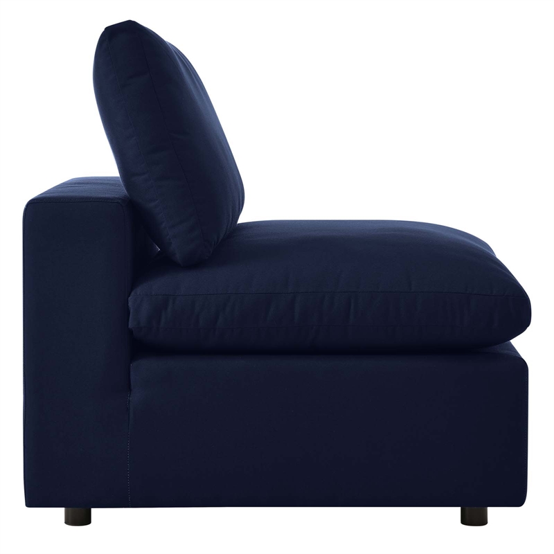 Modway Commix Fabric Upholstered Patio Armless Chair in Navy