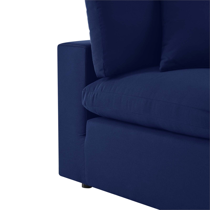 Modway Commix Fabric Upholstered Patio Armless Chair in Navy