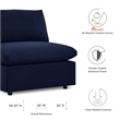Modway Commix Fabric Upholstered Patio Armless Chair in Navy