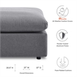 Modway Commix Modern Fabric Outdoor Patio Ottoman in Gray Finish