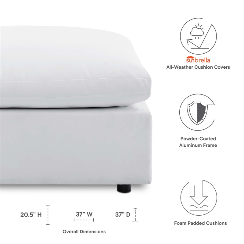 Modway Commix Modern Fabric Outdoor Patio Ottoman in White Finish