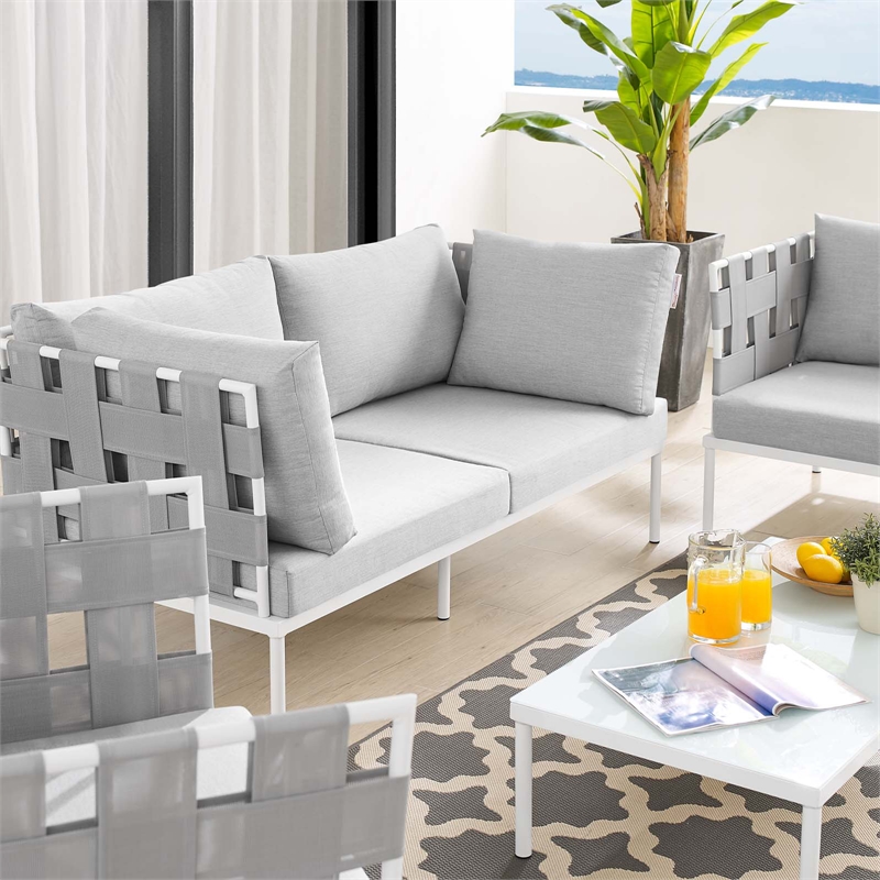 Modway Harmony 5-Piece Fabric & Aluminum Patio Furniture Set in Gray