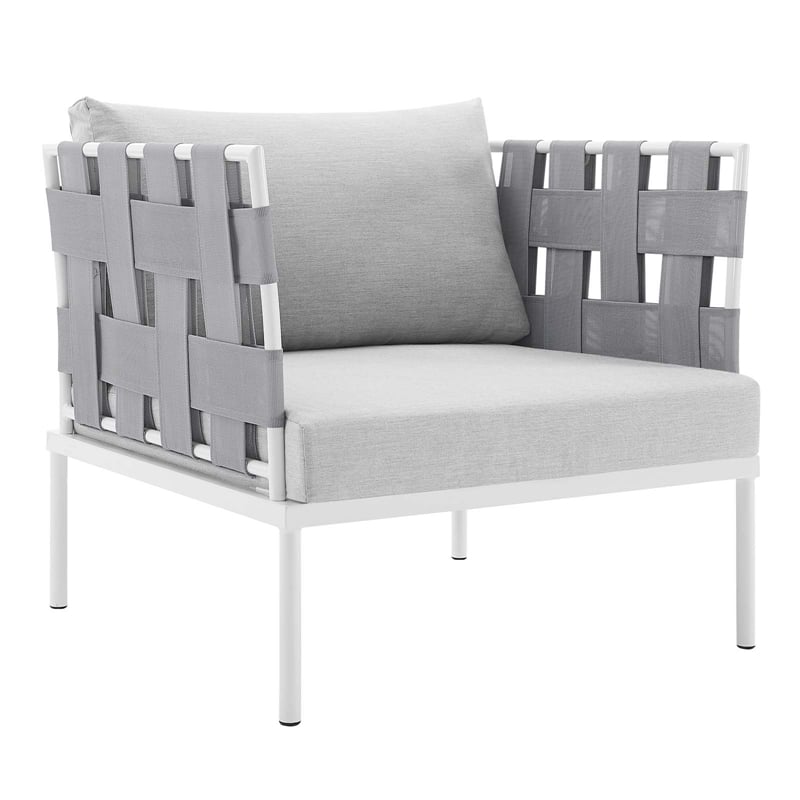 Modway Harmony 5-Piece Fabric & Aluminum Patio Furniture Set in Gray