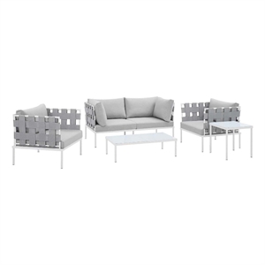Modway Harmony 5-Piece Fabric & Aluminum Patio Furniture Set in Gray