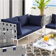 Modway Harmony 5-Piece Fabric & Aluminum Patio Furniture Set in Navy/Gray