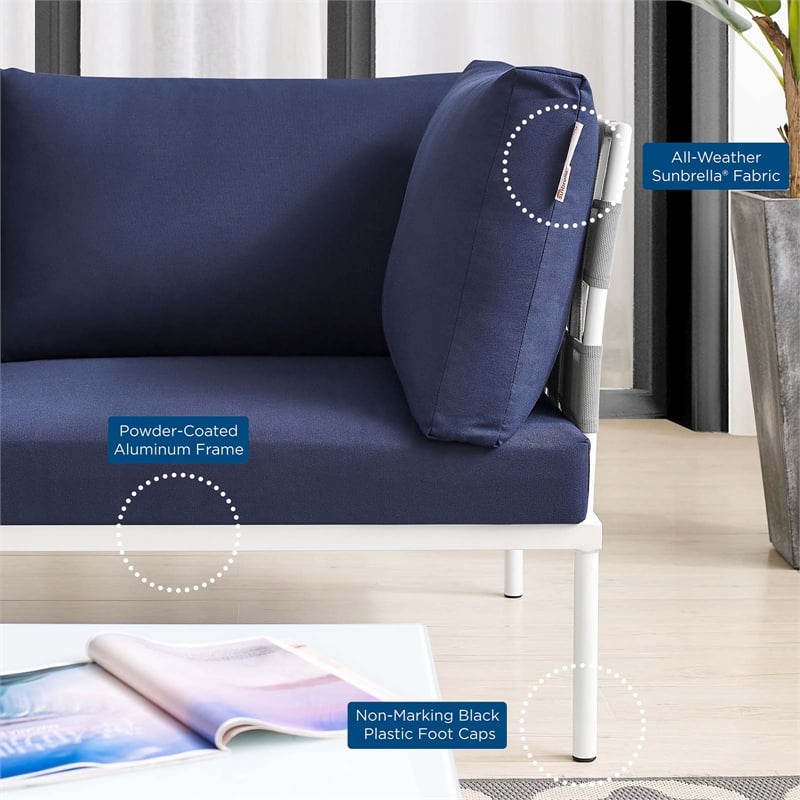 Modway Harmony 5-Piece Fabric & Aluminum Patio Furniture Set in Navy/Gray