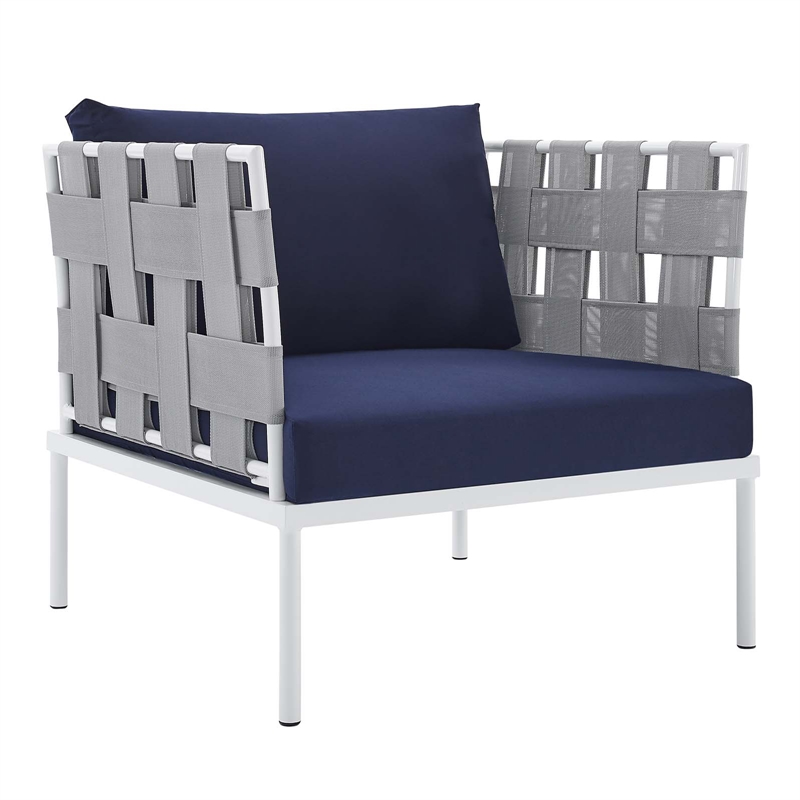 Modway Harmony 5-Piece Fabric & Aluminum Patio Furniture Set in Navy/Gray