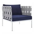 Modway Harmony 5-Piece Fabric & Aluminum Patio Furniture Set in Navy/Gray