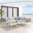 Modway Harmony 6-Piece Fabric Basket Weave Patio Sectional Sofa Set in Tan/Gray