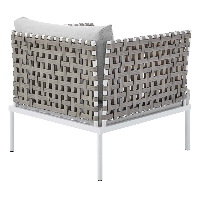 Modway Harmony 6-Piece Fabric Basket Weave Patio Seating Set in Tan/Gray