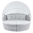 Modway Scottsdale Fabric Canopy Patio Daybed in Light Gray/White