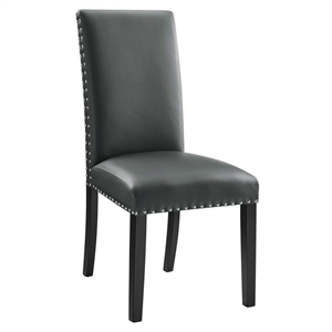 Modway Parcel Wood and Faux Leather Dining Side Chair in Gray