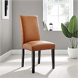 Modway Parcel Wood and Faux Leather Dining Side Chair in Tan