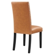 Modway Parcel Wood and Faux Leather Dining Side Chair in Tan