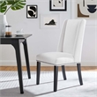 Modway Baron Solid Wood and Polyester Fabric Dining Chairs in White (Set of 2)