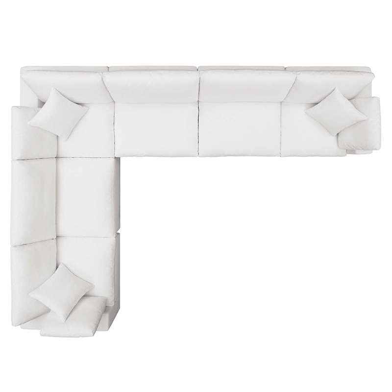 Modway Commix 6-Piece Down Filled Overstuffed Fabric Sectional Sofa Set in White