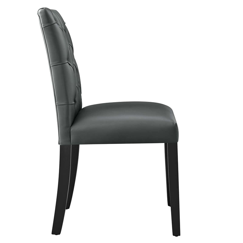 Modway Duchess Solid Wood and Vinyl Dining Chairs in Gray (Set of 2)