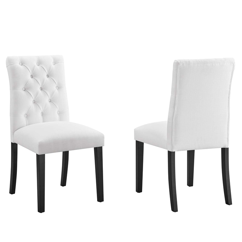 Modway Duchess Polyester Fabric and Solid Wood Dining Chair in White (Set of 2)