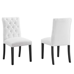 Modway Duchess Polyester Fabric and Solid Wood Dining Chair in White (Set of 2)