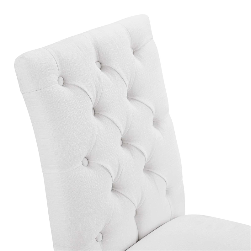 Modway Duchess Polyester Fabric and Solid Wood Dining Chair in White (Set of 2)