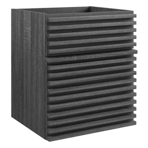 Modway Render 17&quot MDF Wood Wall-Mount Bathroom Vanity Cabinet in Charcoal