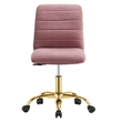 Modway Ripple Performance Velvet Office Armless Chair in Gold/Dusty Rose