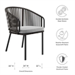 Modway Harbor Aluminum and Fabric Outdoor Armchair in Charcoal Gray