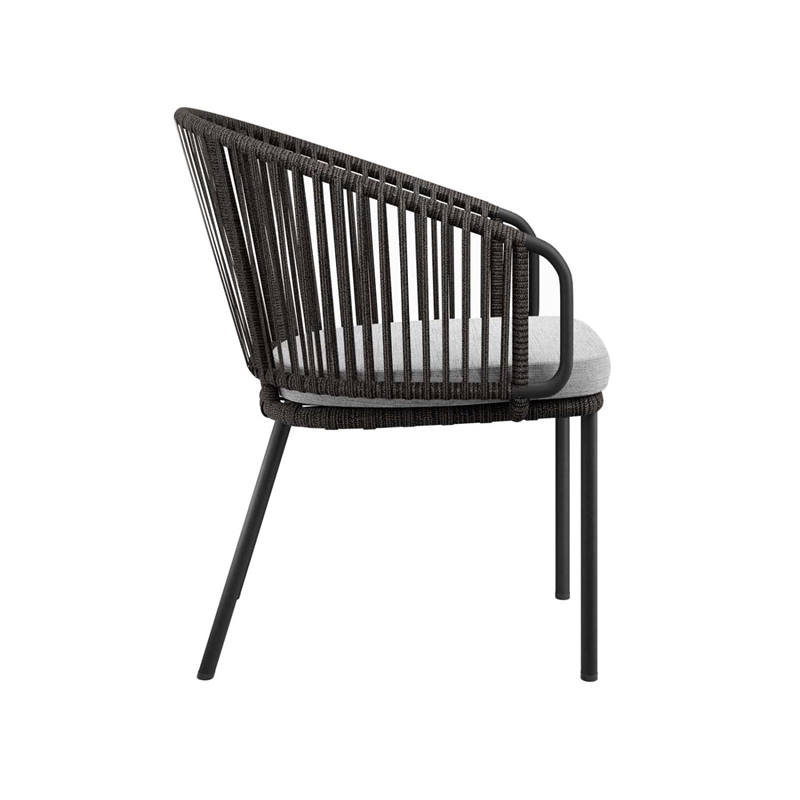 Modway Harbor Aluminum and Fabric Outdoor Armchair in Charcoal Gray