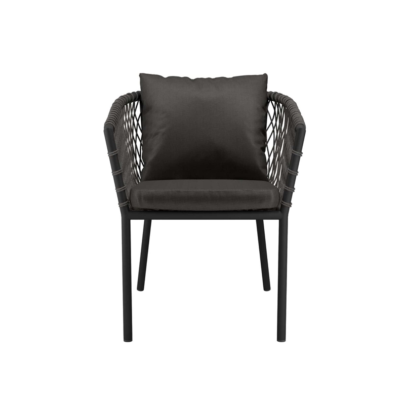 Modway Sailor Aluminum and Fabric Outdoor Patio Dining Armchair in Charcoal