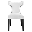 Modway Curve Solid Wood and Polyester Fabric Dining Chair in White