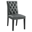 Modway Duchess Solid Wood and Button Tufted Vegan Leather Dining Chair in Gray