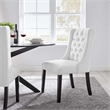 Modway Baronet Solid Wood and Button Tufted Fabric Dining Chair in White