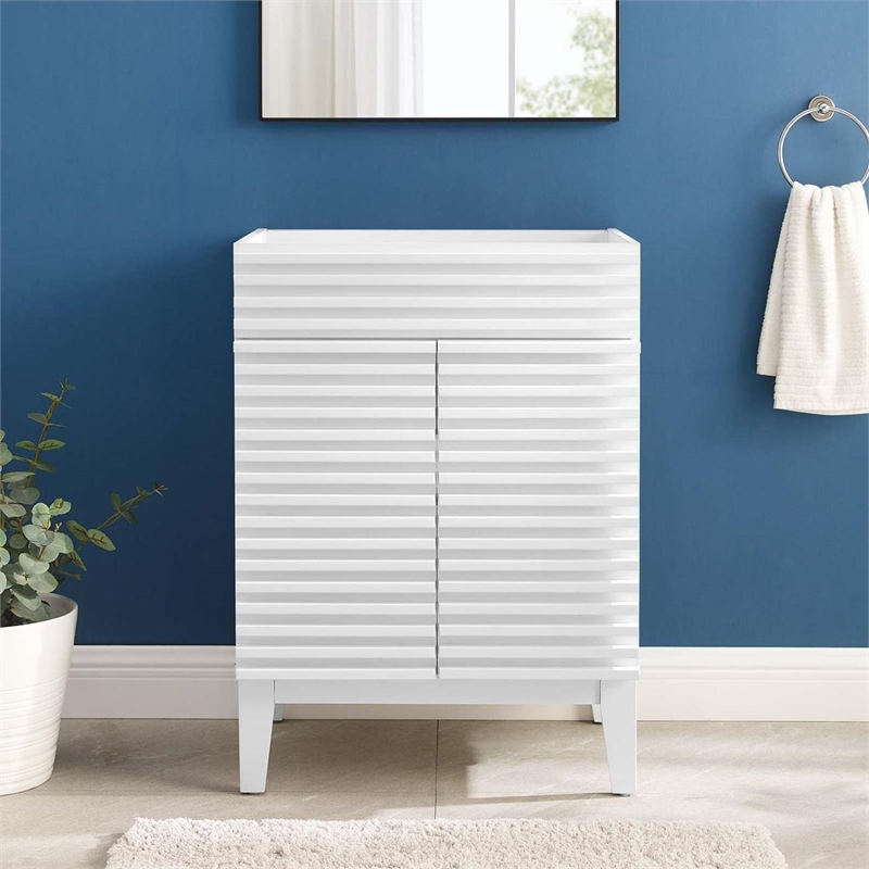 Modway Render Modern Style Wood Bathroom Vanity Cabinet in White