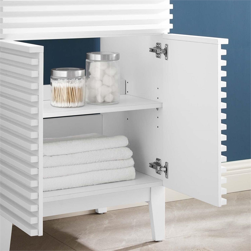 Modway Render Modern Style Wood Bathroom Vanity Cabinet in White
