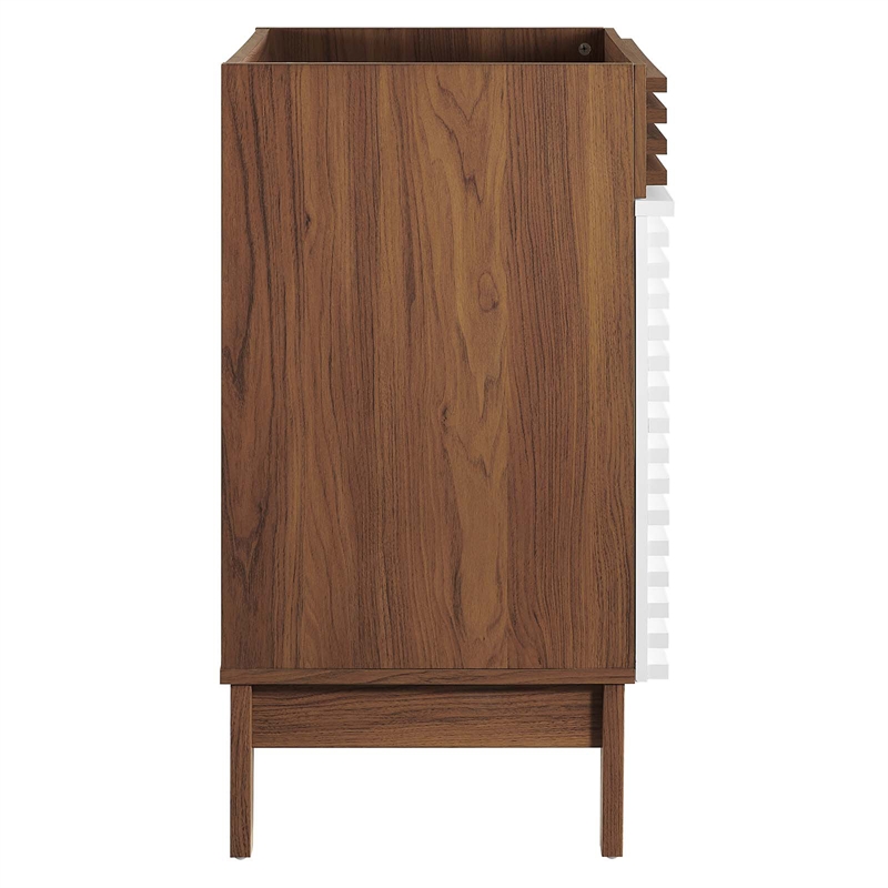 Modway Render Modern Style Wood Bathroom Vanity Cabinet in White/Walnut