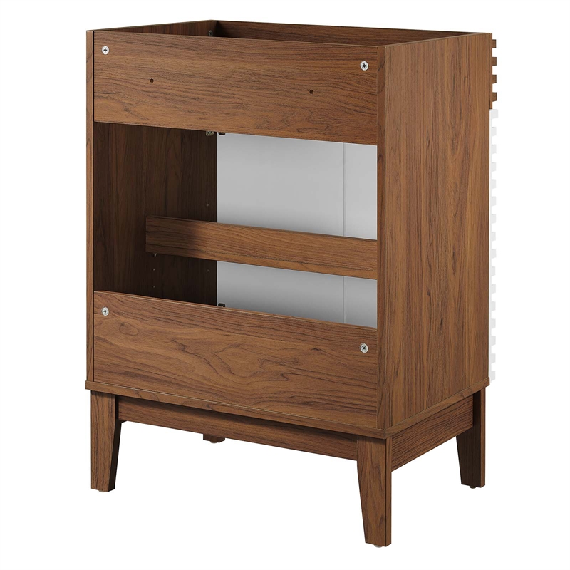 Modway Render Modern Style Wood Bathroom Vanity Cabinet in White/Walnut
