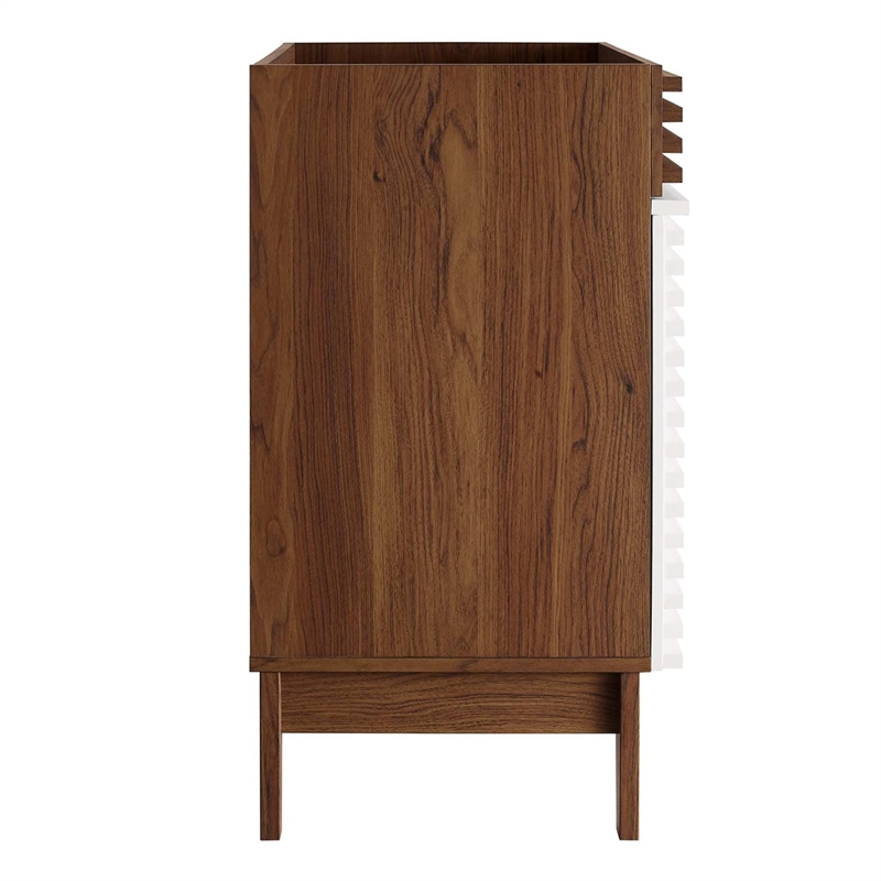 modway render 30&quot particleboard laminate bathroom vanity cabinet in white/walnut