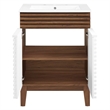 Modway Render Modern Style Wood Bathroom Vanity in White/Walnut