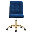 Modway Prim Metal and Performance Velvet Office Armless Chair in Gold/Navy