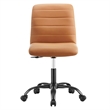 Modway Ripple Vegan Leather and Metal Office Armless Chair in Black/Tan