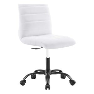Modway Ripple Vegan Leather and Metal Office Armless Chair in Black/White